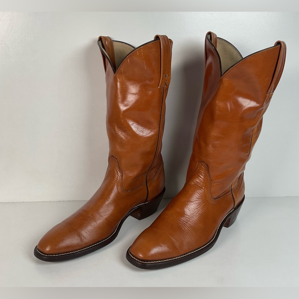 Vintage Frye Cowboy Boots | Burnished Brown Calf | French Toe | Men’s 10.5 D